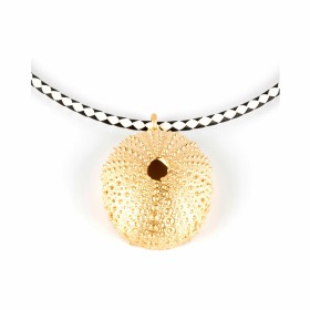 Damenhalskette Shabama Trenc Luxe Messing In goldenes Licht getaucht Leder 38 cm
