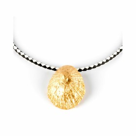Ladies' Necklace Shabama Calobra Luxe Brass Bathed in golden flash Leather 38 cm