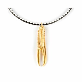 Ladies' Necklace Shabama Tuent Luxe Brass Bathed in golden flash Leather 38 cm