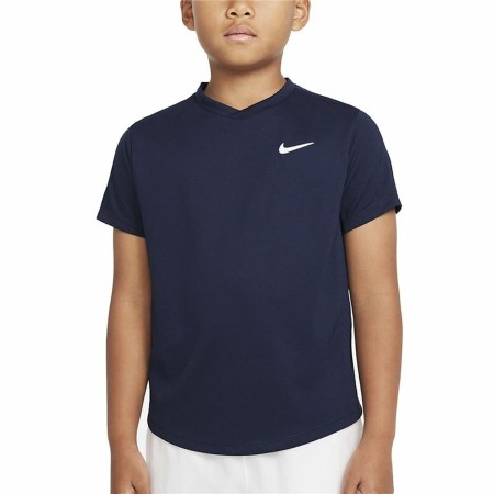 Kurzarm-T-Shirt für Kinder Nike Court Dri-FIT Victory Marineblau