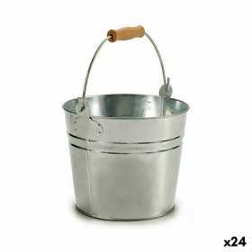Planter Bucket Silver Wood Zinc 22,5 x 27 x 22 cm (24 Units)