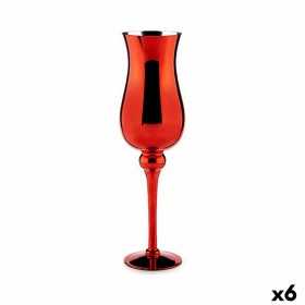 Ljusstakar Glas Röd 13,5 x 4,5 x 13,5 cm (6 antal)