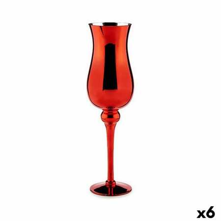 Bougeoir Verre Rouge 13,5 x 4,5 x 13,5 cm (6 Unités)