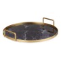 Tray Marble Black Golden Metal Glass 30 x 4,5 x 30 cm (6 Units)