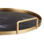 Tray Marble Black Golden Metal Glass 30 x 4,5 x 30 cm (6 Units)