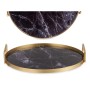 Tray Marble Black Golden Metal Glass 25 x 4 x 25 cm (6 Units)