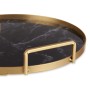 Tray Marble Black Golden Metal Glass 25 x 4 x 25 cm (6 Units)