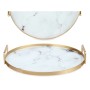 Tray Marble White Golden Metal Glass 25 x 4 x 25 cm (6 Units)