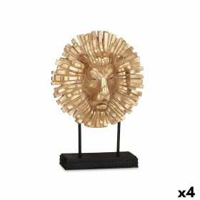 Figurine Décorative Lion Noir Doré 28 x 38,5 x 11,5 cm (4 Unités)
