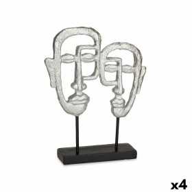 Figurine Décorative Visage Argenté 27 x 32,5 x 10,5 cm (4 Unités)