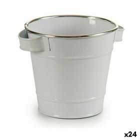 Planter Bucket White Silver Zinc 19,5 x 14,5 x 16,5 cm (24 Units)