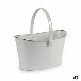 Cache-pot Panier Blanc Argenté Zinc 21,5 x 35 x 35,7 cm (12 Unités)