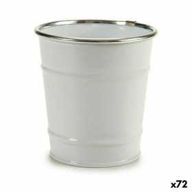 Planter Bucket White Silver Zinc 10,5 x 10,5 x 10,5 cm (72 Units)