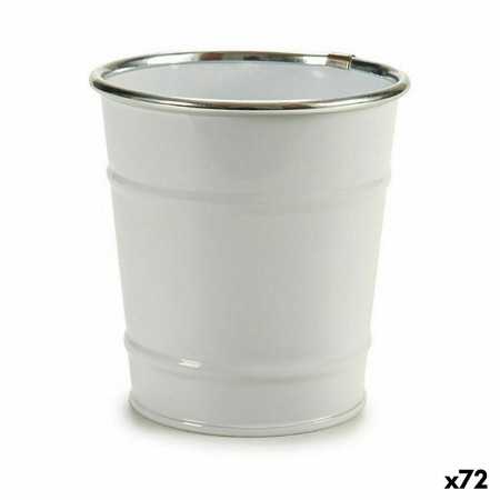 Planter Bucket White Silver Zinc 10,5 x 10,5 x 10,5 cm (72 Units)
