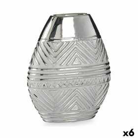 Vase Largeur Argenté Céramique 9,8 x 26,5 x 22 cm (6 Unités)
