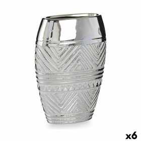 Vase Breite Silberfarben aus Keramik 9,5 x 26,5 x 19,5 cm (6 Stück)