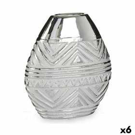 Vase Breite Silberfarben aus Keramik 8 x 19,5 x 17,5 cm (6 Stück)