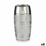 Vase Cylinder Stripes Silver Ceramic 11,5 x 23 x 11,5 cm (6 Units)