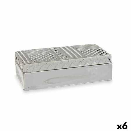 Box-Schmuckkästchen Silberfarben aus Keramik 10,2 x 6,3 x 20,5 cm (6 Stück)
