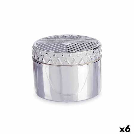 Box-Schmuckkästchen Silberfarben aus Keramik 13,5 x 9,5 x 13,5 cm (6 Stück)