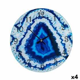 Horloge Murale Marbre Bleu Verre 30 x 4 x 30 cm (4 Unités)