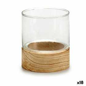 Candleholder Brown Transparent Wood Crystal 10 x 11,1 x 10 cm (18 Units)