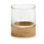 Bougeoir Marron Transparent Bois Verre 10 x 11,1 x 10 cm (18 Unités)