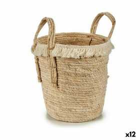 Planter With handles Natural Straw 23 x 30 x 22 cm (12 Units)