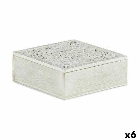 Decorative box White Wood 18 x 6,5 x 18 cm (6 Units)