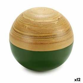 Decorative Figure Ball Brown Green Bamboo 10 x 10 x 10 cm (12 Units)