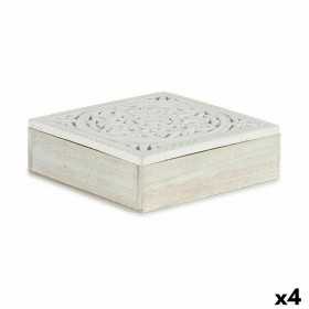Dekorative Box Weiß Holz 22 x 7,5 x 22 cm (4 Stück)