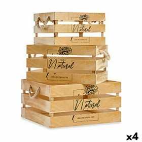 Set of decorative boxes Natural Brown Wood (4 Units)