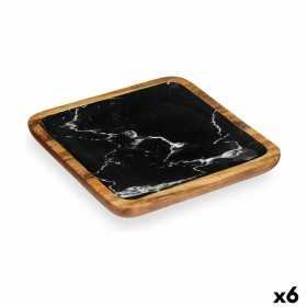 Centerpiece Marble 25 x 25 cm Brown Black Resin Mango wood (6 Units)