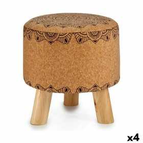 Pouf Mandala Marron Liège Bois MDF 28 x 28 x 28 cm (4 Unités)