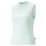 Women’s Short Sleeve T-Shirt Puma Slim Logo Tank Aquamarine