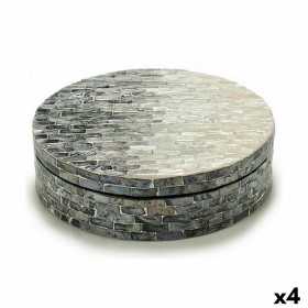Dekorative Box Weiß Schwarz Silberfarben Perlmutt Spanplatte 25 x 8,5 x 25 cm (4 Stück)