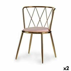Chair Rhombus Pink Golden Metal 50,5 x 73 x 51 cm (2 Units)