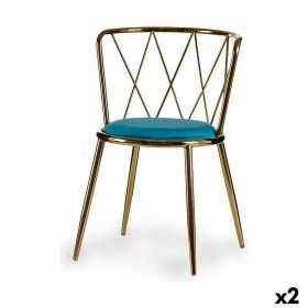 Chair Rhombus Blue Golden Metal 50,5 x 73 x 51 cm (2 Units)