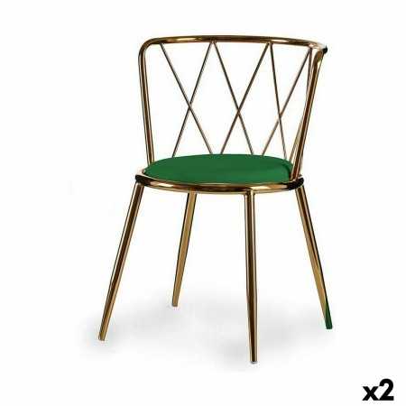 Chaise Losanges Vert Doré Métal 50,5 x 73 x 51 cm (2 Unités)