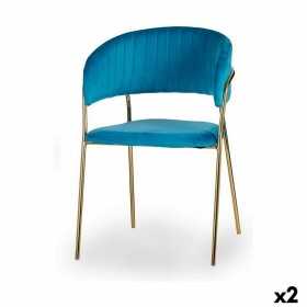 Chair Blue Golden Iron 49 x 80,5 x 53 cm (2 Units)