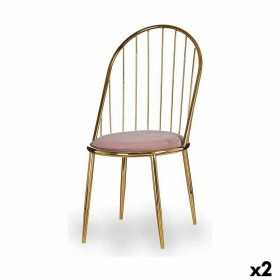 Chair Bars Pink Golden Iron 48 x 95,5 x 48 cm (2 Units)