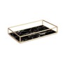 Tray Decoration Marble Black Golden Metal Glass 25 x 4 x 15 cm (6 Units)