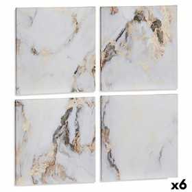 Satz mit 4 Bildern Leinwand Marmor Weiß 35 x 7 x 35 cm (6 Stück)
