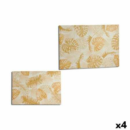 Leinwand Pflanzenblatt Gold 120 x 80 x 2,5 cm (4 Stück)