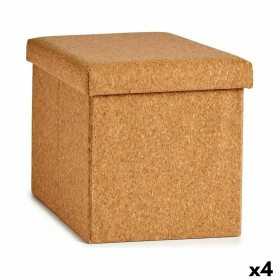 Decorative box Foldable Brown Cork MDF Wood 31 x 31 x 31 cm (4 Units)