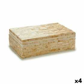 Dekorative Box Weiß Beige Perlmutt Spanplatte 15 x 7,2 x 25,2 cm (4 Stück)