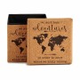 Decorative box World Map Foldable Brown Cork MDF Wood 31 x 31 x 31 cm (4 Units)