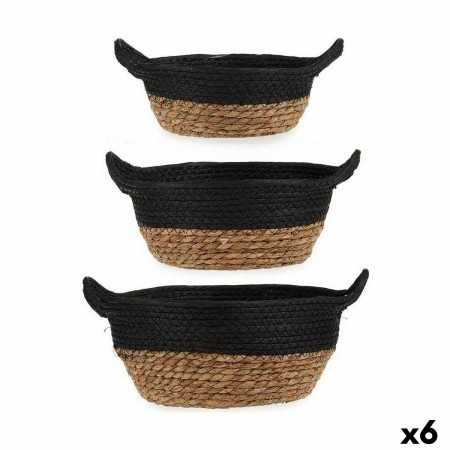 Set of Baskets With handles Brown Black (6 Units)