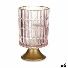 LED-lykta Rosa Gyllene Glas 10,7 x 18 x 10,7 cm (6 antal)