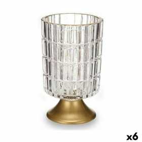 LED-lykta Transparent Gyllene Glas 10,7 x 18 x 10,7 cm (6 antal)